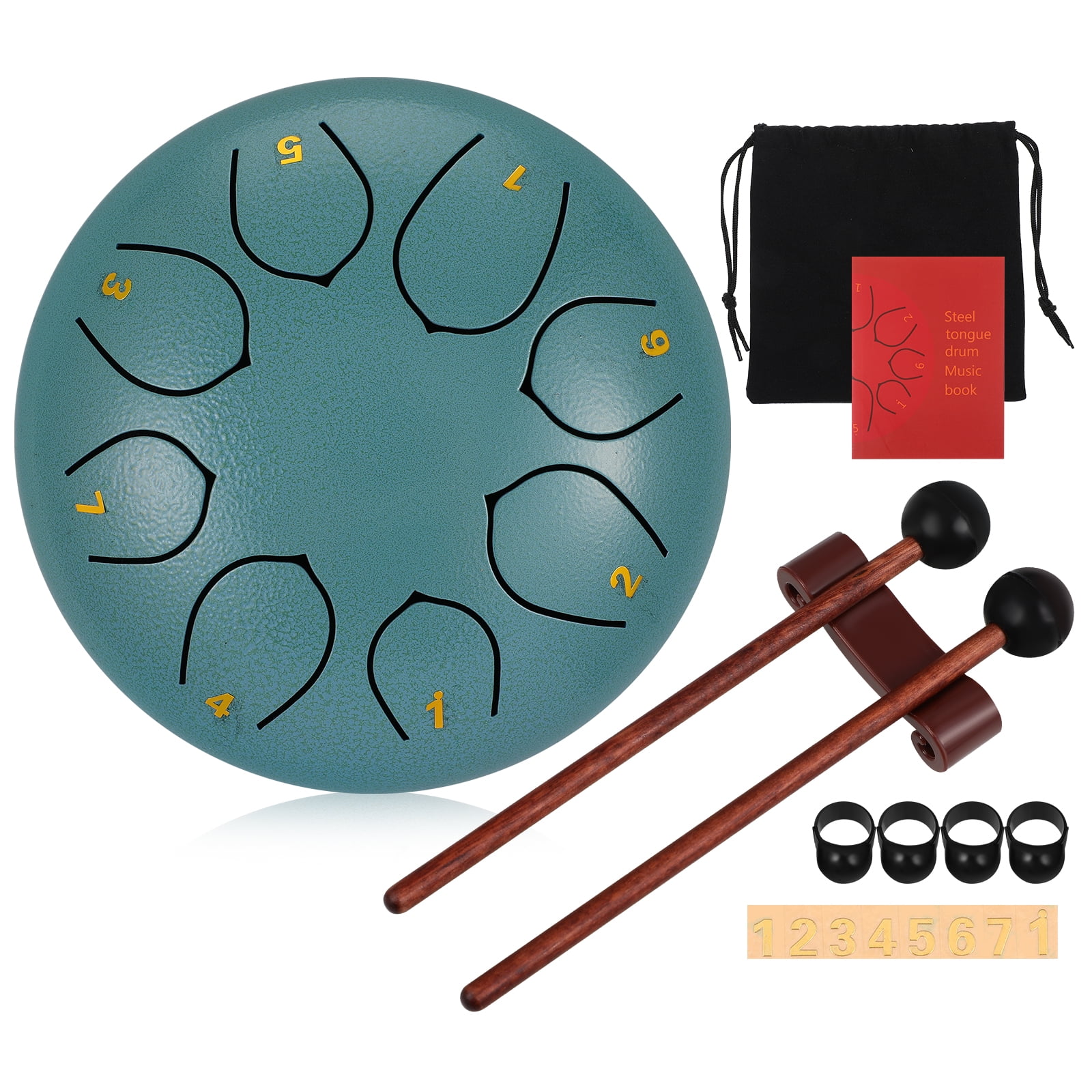 Handmade Rain Drum -Carbon Steel Tongue Drum - Outdoor Musical Instrument for Adults/Kids - Zen Garden Decor with 8 Notes & Mallets