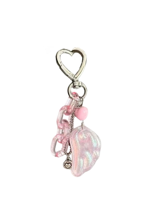 Handmade Rainbow Keychain with Wing Heart Charm Colorful Beaded Jewelry Women, Men (Birthday, Christmas)
