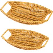 Handmade Rattan Bread Baskets,Happon Round Wicker Fruit Serving Storage Bowls,Natural Woven Decorative Kitchen Counter Organizing for Home, Kitchen, Restaurant