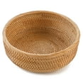 thumbnail image 1 of Handmade Rattan Bread Baskets Round Wicker Fruit Serving Storage Bowls, Natural Woven Decorative Kitchen Counter Organizing (Honey Brown) L-10.3", 1 of 6