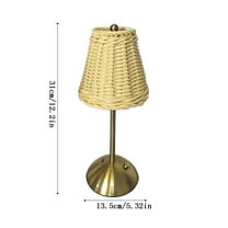 Handmade Rattan LED Table Lamp - Gold - Tone Touch Dimmer Portable Rechargeable Lamp, Soft Ambient Light for Living Room, Bedroom & Study, Stylish Indoor Decor for Modern Home, White, 12.2*5.32in