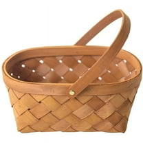 Handmade Rattan Storage Container Basket Wooden with Handle