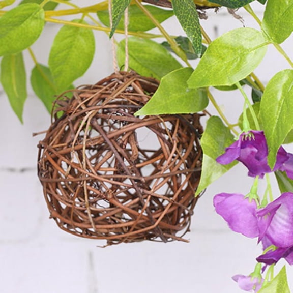 Handmade Rattan Vine Wicker Woven Christmas Ornamnets Ball,Natural Brown Wooden Ball Rustic Rattan Ball Decorative for Shopping Mall,Patio,Garden,Living Room,Hanging Decoration for Christmas Tree