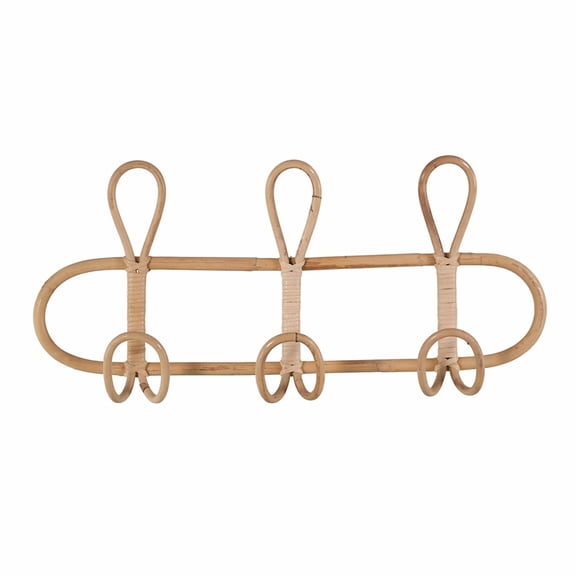 Handmade Rattan Wall Hooks  Boho Woven Coat Rack, Natural Wall Mounted Key Holder, Rustic Entryway Organizer for Bags, Towels, Hats, Farmhouse Home Decor, 3 Hooks