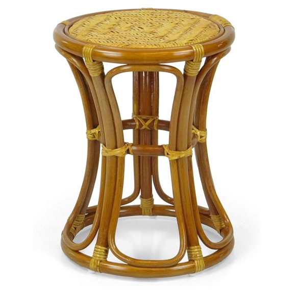 Handmade Rattan Wicker Stool Fully Assembled Colonial Color
