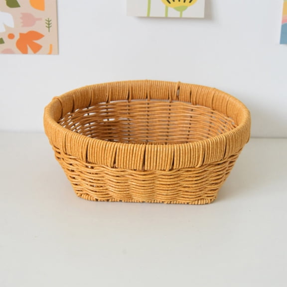 Handmade Rattan Woven Storage Basket, Fruit and Food Organizer, Round Appetizers Tray for Candy, Fruits, Snacks, Versatile Picnic Bin for Sundries and Home Decor