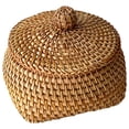 thumbnail image 1 of Handmade Rattan Woven Storage Basket with Lid Sundries Organizer for Desktop Living Room Bedroom Home, 1 of 4