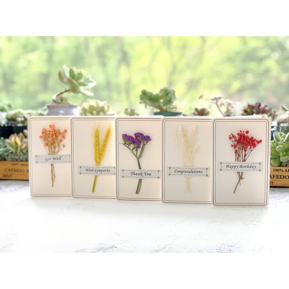 Handmade Real Flower Greeting Cards For All Occasions With Envelopes, Great For Personalized Thinking of You Cards, Unique Thank You Cards, Cute Note Cards