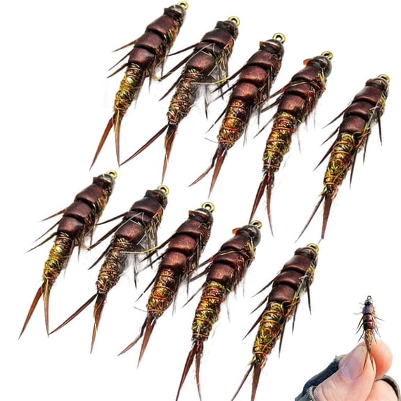 Handmade Realistic Nymph Fly - Super Lifelike Brown Body, Detailed Segments & Joints, Premium Hand-Tied Trout Flies, Fly Fishing
