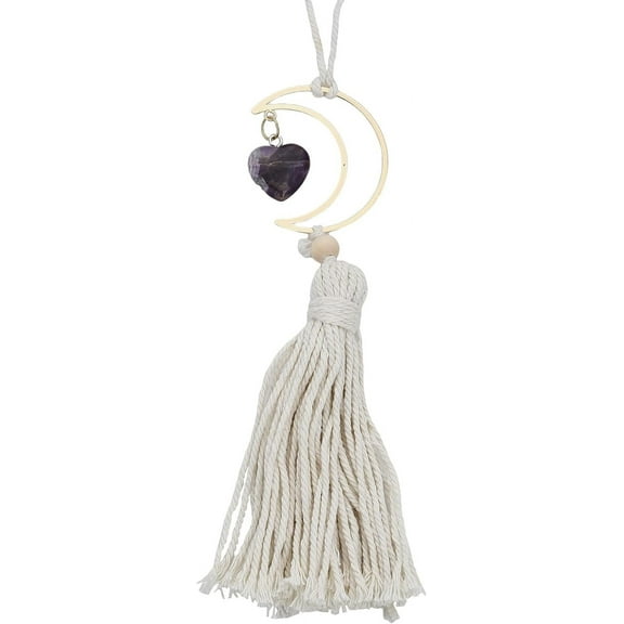 Handmade Rear View Mirror Hanging Crystals Stone Hanging Ornament Rose Quartz Pendant Decoration Natural Stone Car Decoration for Home Party Decoration Making DIY