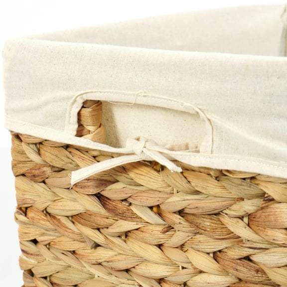Handmade Rectangular Water Hyacinth Wicker Laundry Hamper with Lid Natural
