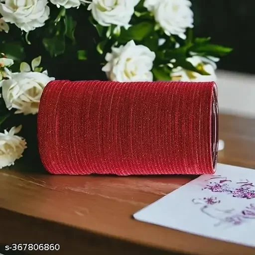 Handmade Red Color 36 PCS Velvet Metal bangle bracelet For Girls Made In India High Quality Bangles Set For Girls And Women