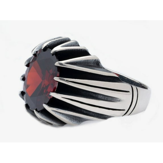 Handmade Red Garnet Ring / Handmade Garnet Jewelry / Red Garnet / Natural Stone Ring / Gift for Husband / Boyfriend Gift / Birthstone Gift