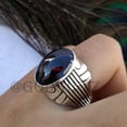 thumbnail image 1 of Handmade Red Garnet Sterling Silver Men's Signet Ring, 1 of 10