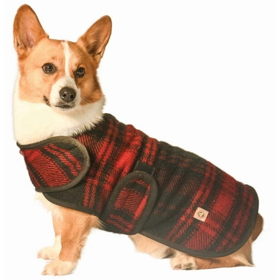 Handmade Red Plaid Blanket Dog Coat - Medium