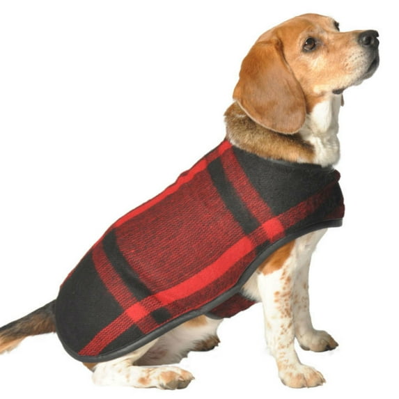 Handmade Red Plaid Blanket Dog Coat - X-Large