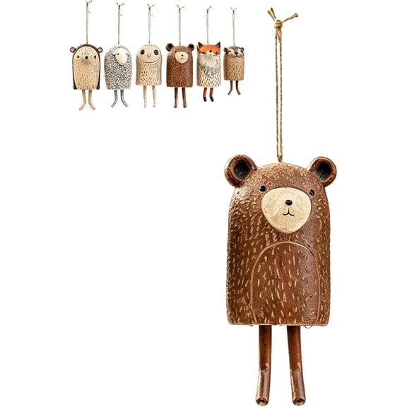 Handmade Resin Animal Wind Chimes with Soothing Bell, Vintage Whimsical Hanging Garden Ornaments for Patio Porch Yard Decor, Gift for Mom (k)