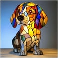 thumbnail image 1 of Handmade Resin Dog Night Light, 8 Breed Choices (Bulldog, Pug, Corgi, Dachshund), Stained Glass Style Table Lamp, Unique Gift for Dog Lovers, 6 Inch, 1 of 3