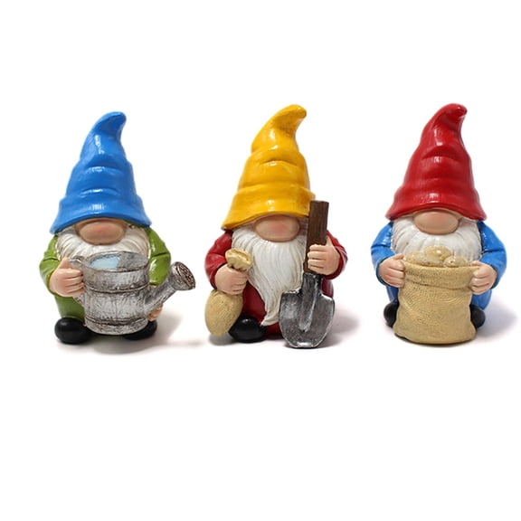 Handmade Resin Garden Ornaments 3 Dwarfs Gardening Gnomes Working Dwarves Suitable for Outdoor and Indoor Decoration