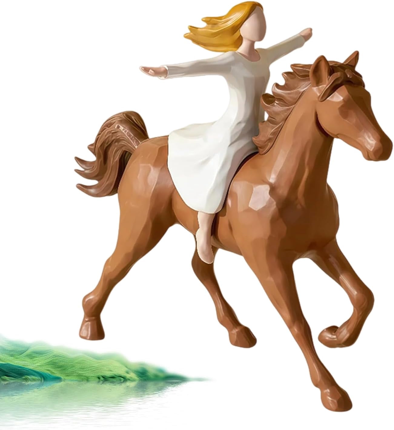 Handmade Resin Girl Riding Horse Figurine – Decorative Horse Statue for Girls & Equestrian Lovers, Home Decor for Birthday or Memorial Day