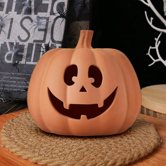 Handmade Resin Halloween Pumpkin Lantern - Outdoor Fall Decor