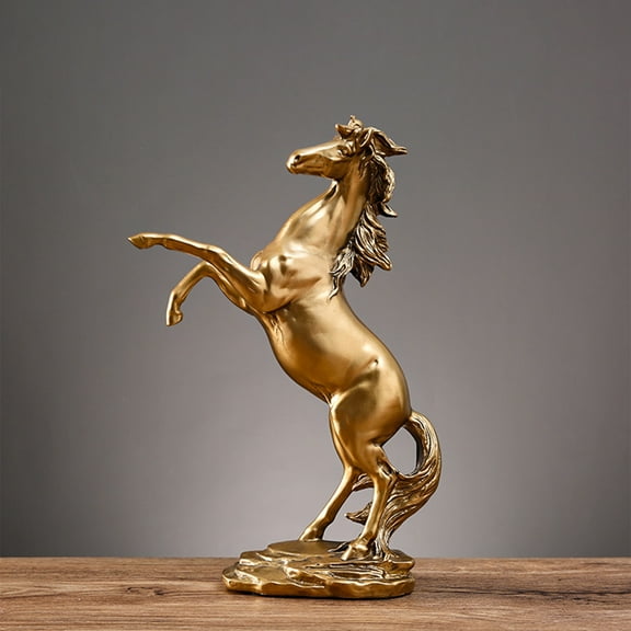 Dtchengua Handmade Resin Horse Statue - Unique Figurine for Bookshelf, Desk & Home Decor, Elegant Showpiece for Bedroom/Study 11.6" Tall