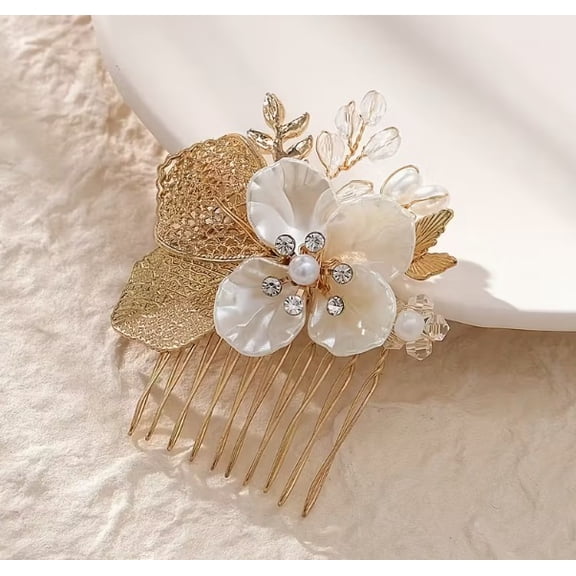 Handmade Retro Ceramic Flower Hair Comb - Unique Hollow Design for Versatile Daily Use