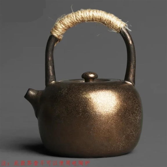 Handmade Retro Coarse Pottery Celadon Bamboo Green Trumpet Beam Teapot Chinese Zen Tea Ceremony Portable Tea Infuser