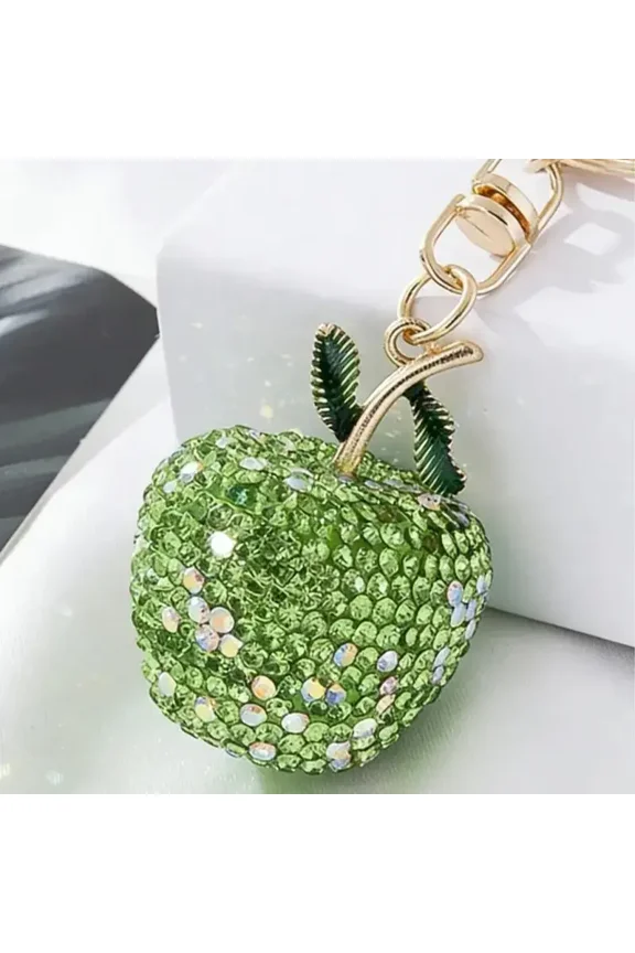 Handmade Rhinestone Apple Keychain, Keychain for Bags, Cute Casual Style, Perfect for Women and Kids, Bag Charm, Key Ring, Car Key Holder, Phone Chain, Holiday Gift