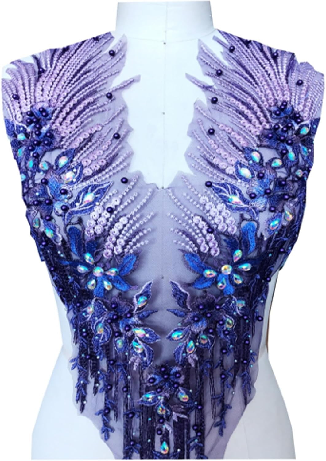 Purple 3D Lace Rhinestone Applique