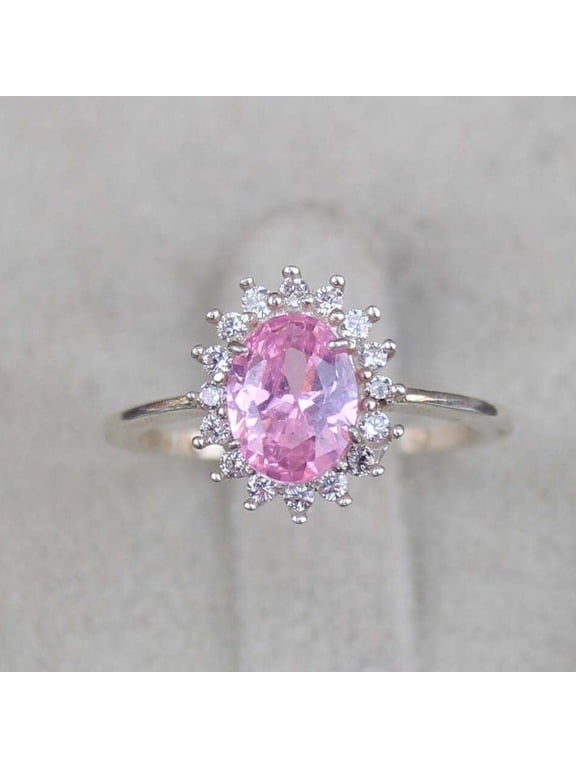 Anniversary Oval Pink Sapphire Ring 4.5 ct. t.w. 925 Sterling, Sterling Silver