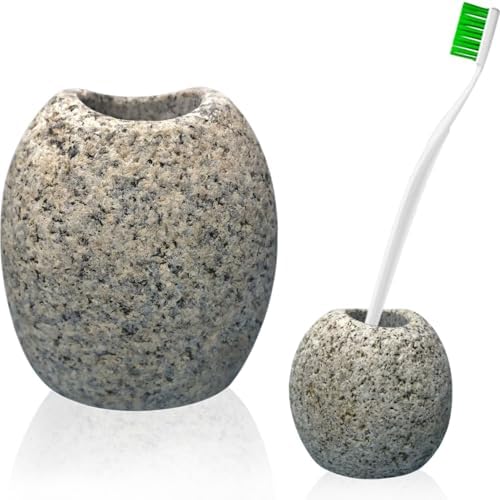 Handmade River Stone Toothbrush & Razor Holder 2-Pack – Natural ...