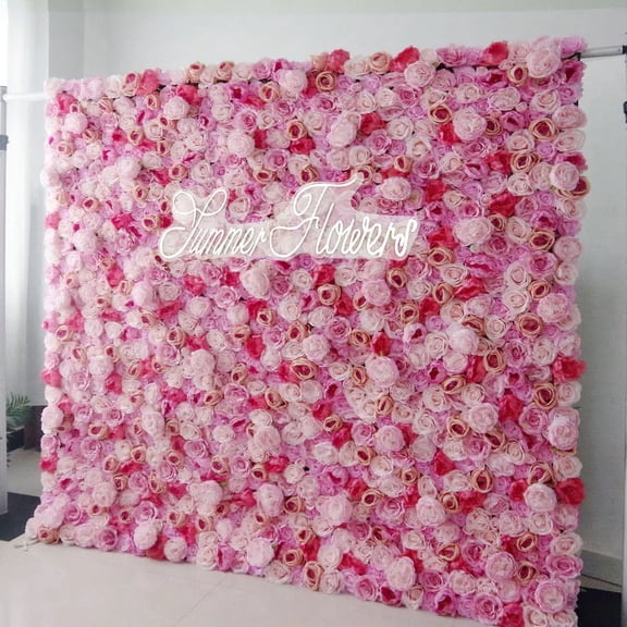 Handmade Roll-Up Fabric Flower Wall, Artificial Flower Wall Backdrop Panels 1.15ftx1.15ft Rose Wedding Backdrop 3D Flower Wall Backdrop for Party Baby Shower Bridal Wedding Background Decor
