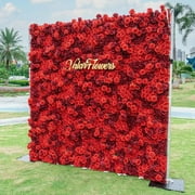 Handmade Roll-Up Fabric Flower Wall, Artificial Flower Wall Backdrop Panels 1.15ftx1.15ft Rose Wedding Backdrop 3D Flower Wall Backdrop for Party Baby Shower Bridal Wedding Background Decor