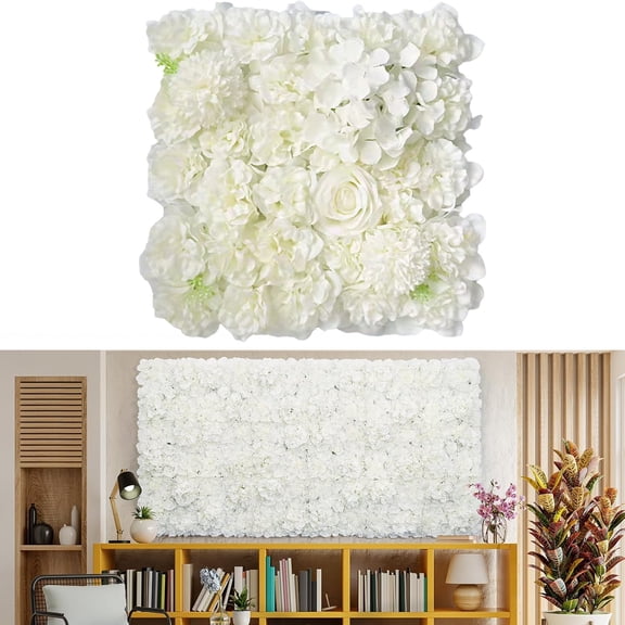 Handmade Roll-Up Fabric Flower Wall, Artificial Flower Wall Backdrop Panels 15"x15" Rose Wedding Backdrop 3D Flower Wall Backdrop for Party Baby Shower Bridal Wedding Background Decor