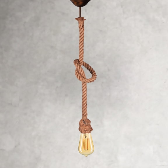 Handmade Rope Chandelier, Cream Color, 27.6 inches | 100% Natural Rope, E27 Socket for Max 20W LED Bulb | Stylish Lighting Fixture for Living Room, Dining Room, & Entryway | Unique Home Decor Accent