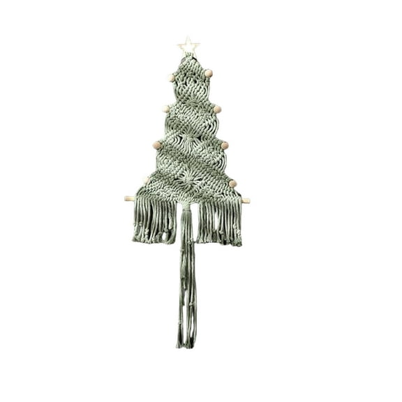 Handmade Rope Woven Christmas Tree Tassel Ornament – Boho Macrame Holiday Wall Hanging Decoration for Home, Bedroom, Fireplace, Window Décor