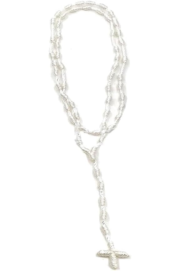 Handmade Rosary Cross Pendant Long Braided String Knotted Catholic Religion Adjustable Colorful Cord Rope Necklace Lucky Protection Keepsake Jewelry for Women Men