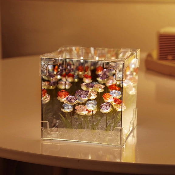 Handmade Rose Flower Night Light, LED Table Lamp - Valentine's Day Gift for Couple Bedroom Living Room Desktop Decor (B)