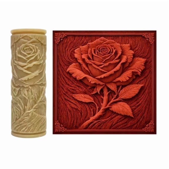 Handmade Rose Texture Roller for Polymer Clay, Ceramic, Air-Dry Clay