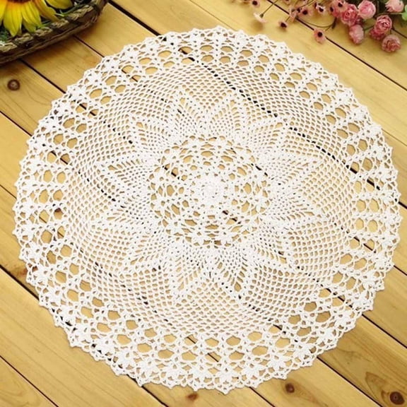 Handmade Round Crochet Tablecloth Cotton Lace Table Placemats Doilies