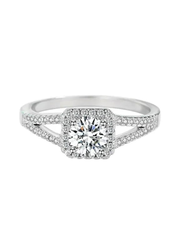 Handmade Round Cut 1ct Engagement CZ 925 Silver Womens Hollow Band Ring Size 4-9