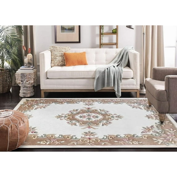 Handmade Royal Aubusson Wool Area Rug made by Imorted Premium Wool Rug Unique Modern Design Carpet for Living room, Bedroom and Dining room - 5 x 8