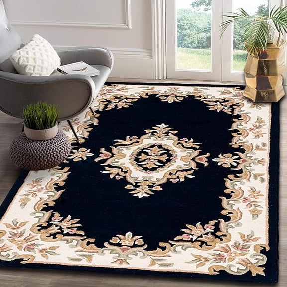 Handmade Royal Aubusson Wool Area Rug made by Imorted Premium Wool Rug Unique Modern Design Carpet for Living room, Bedroom and Dining room - 8 x 10