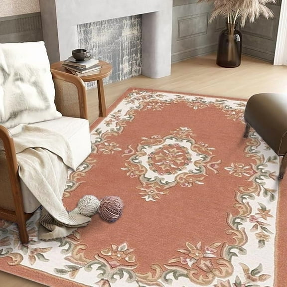 Handmade Royal Aubusson Wool Area Rug made by Imorted Premium Wool Rug Unique Modern Design Carpet for Living room, Bedroom and Dining room
