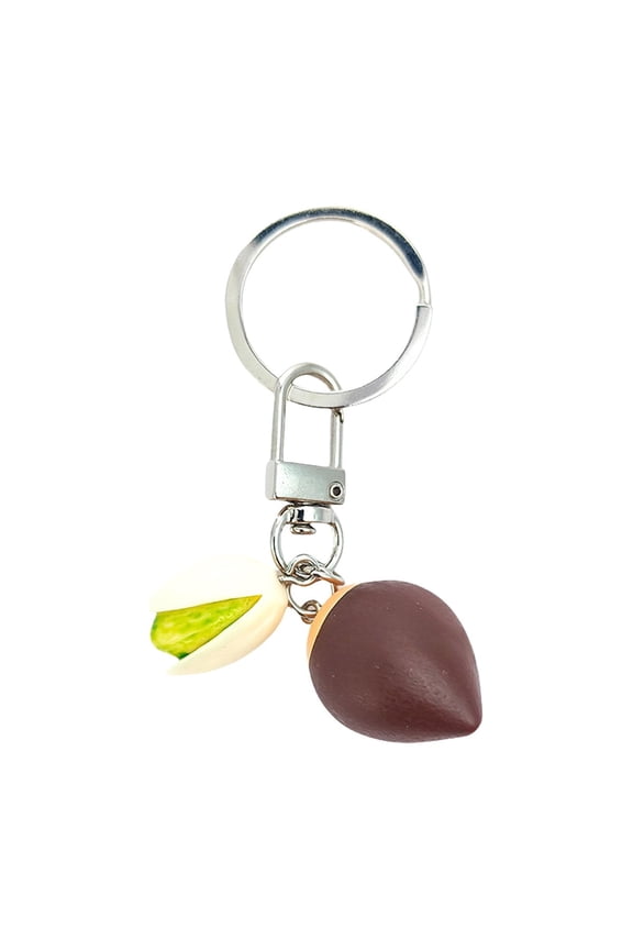 Handmade Rubber Miniature Chestnut Keychain Realistic Nut Collectible Charm Keyring Cultural Creative Gift Accessory