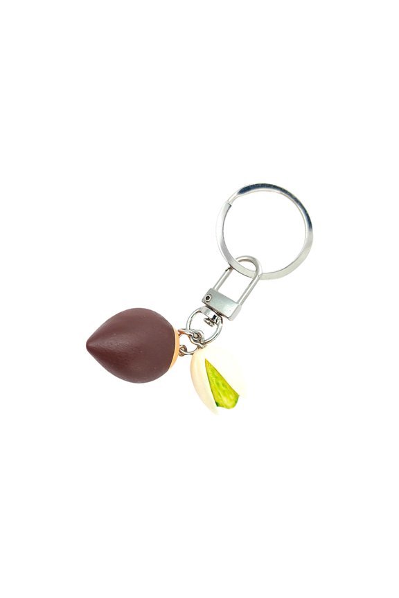 Handmade Rubber Miniature Chestnut Keychain Realistic Nut Collectible Charm