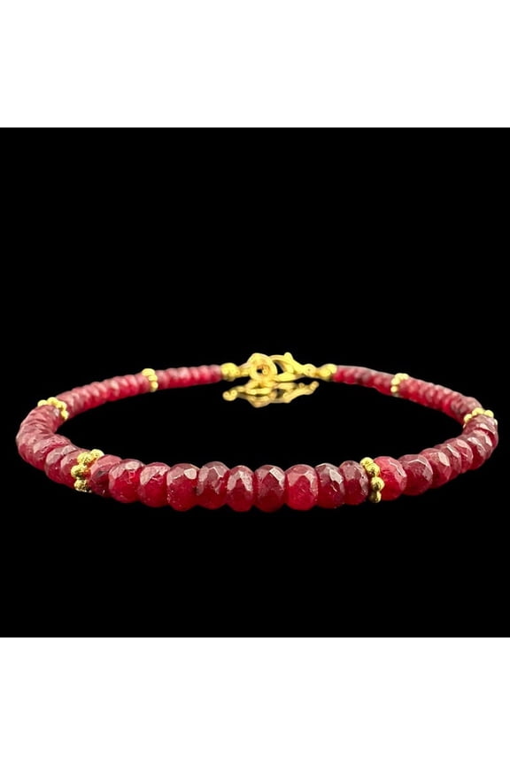 Handmade Ruby Beaded Bracelet: Faceted Gemstone Jewelry
