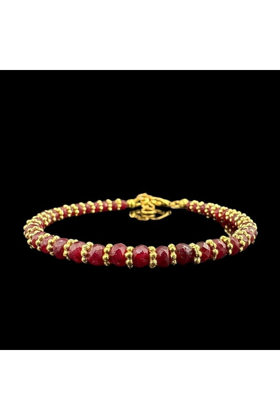 Handmade Ruby Beads Bracelet: Elegant Gemstone Jewelry
