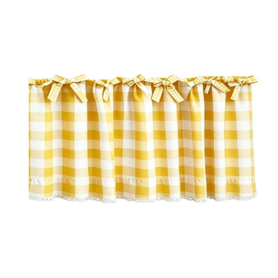 Handmade Ruffled Oven Curtain with Ribbon Ties Farmhouse Style Polyester Dishwasher Cover Hide Appliance Skirt for Stove Decor, 30x21.3 in
